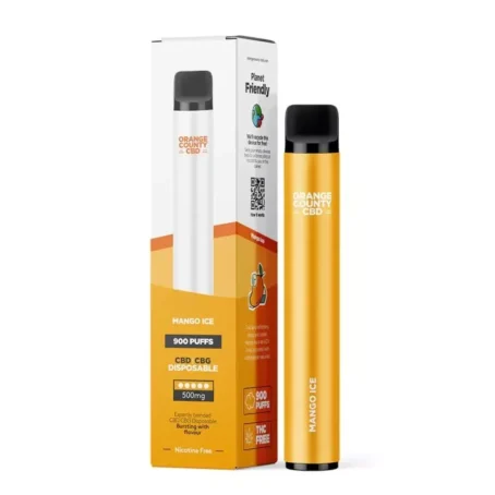 Mango Ice CBD/CBG Vape | Orange County Disposable | THC-Free UK Legal
